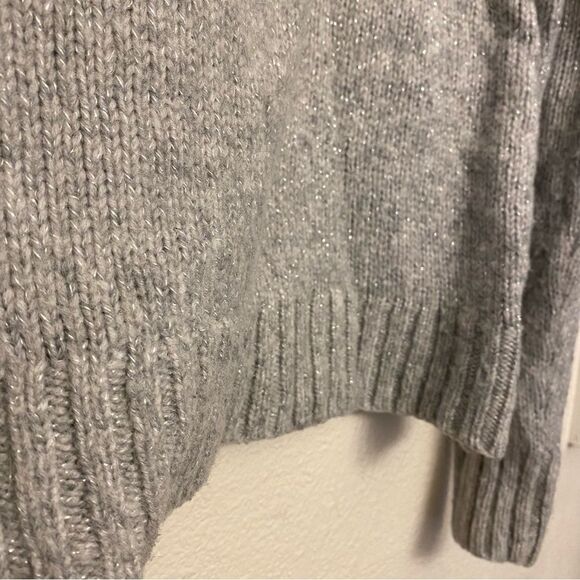 American Eagle oversized crew chunky gray silver sweater wool alpaca blend S - Picture 3 of 7